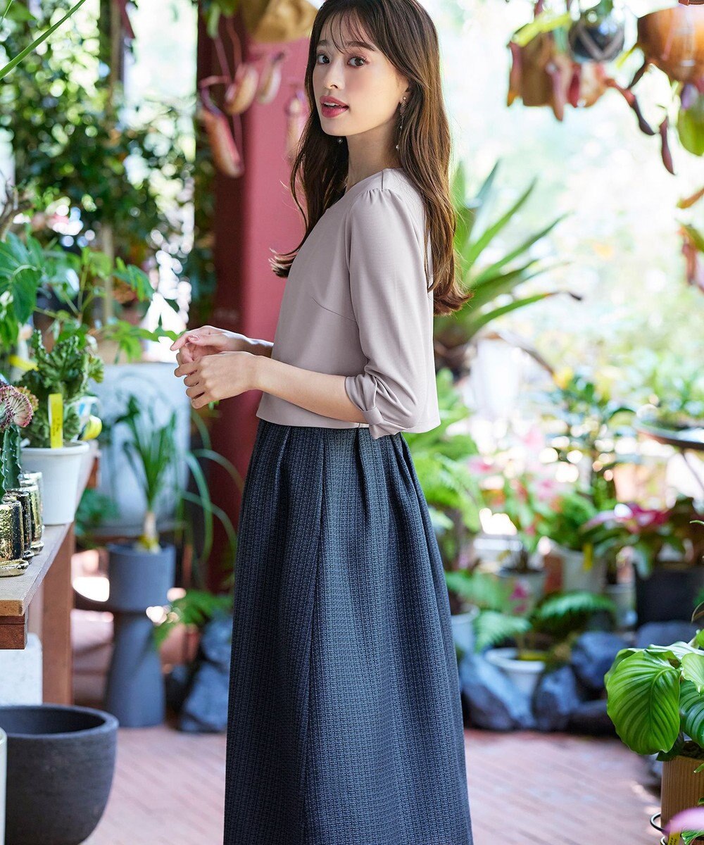 Tiaclasse 【洗える】ツイードタックワンピース 