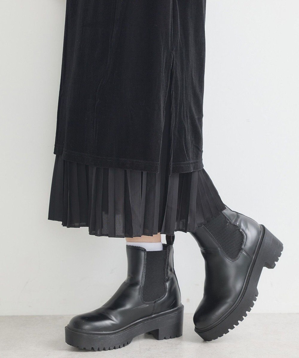 earth music&ecology ベロアプリーツスカート 