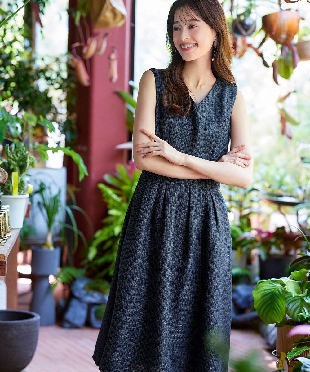 Tiaclasse 【洗える】ツイードタックワンピース 