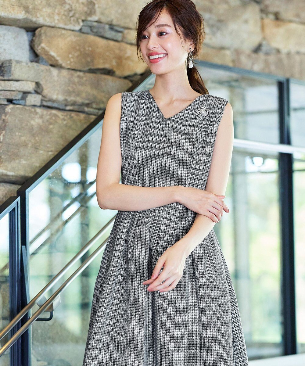 Tiaclasse 【洗える】ツイードタックワンピース 