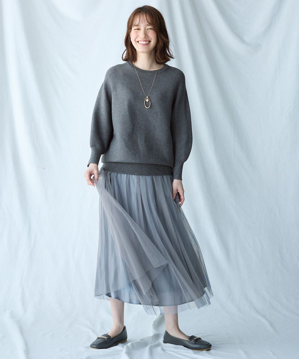 ANY L 【洗濯機可/6色展開】ラウンドネックガーターニット 