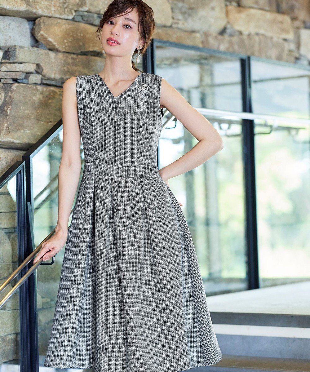 Tiaclasse 【洗える】ツイードタックワンピース 