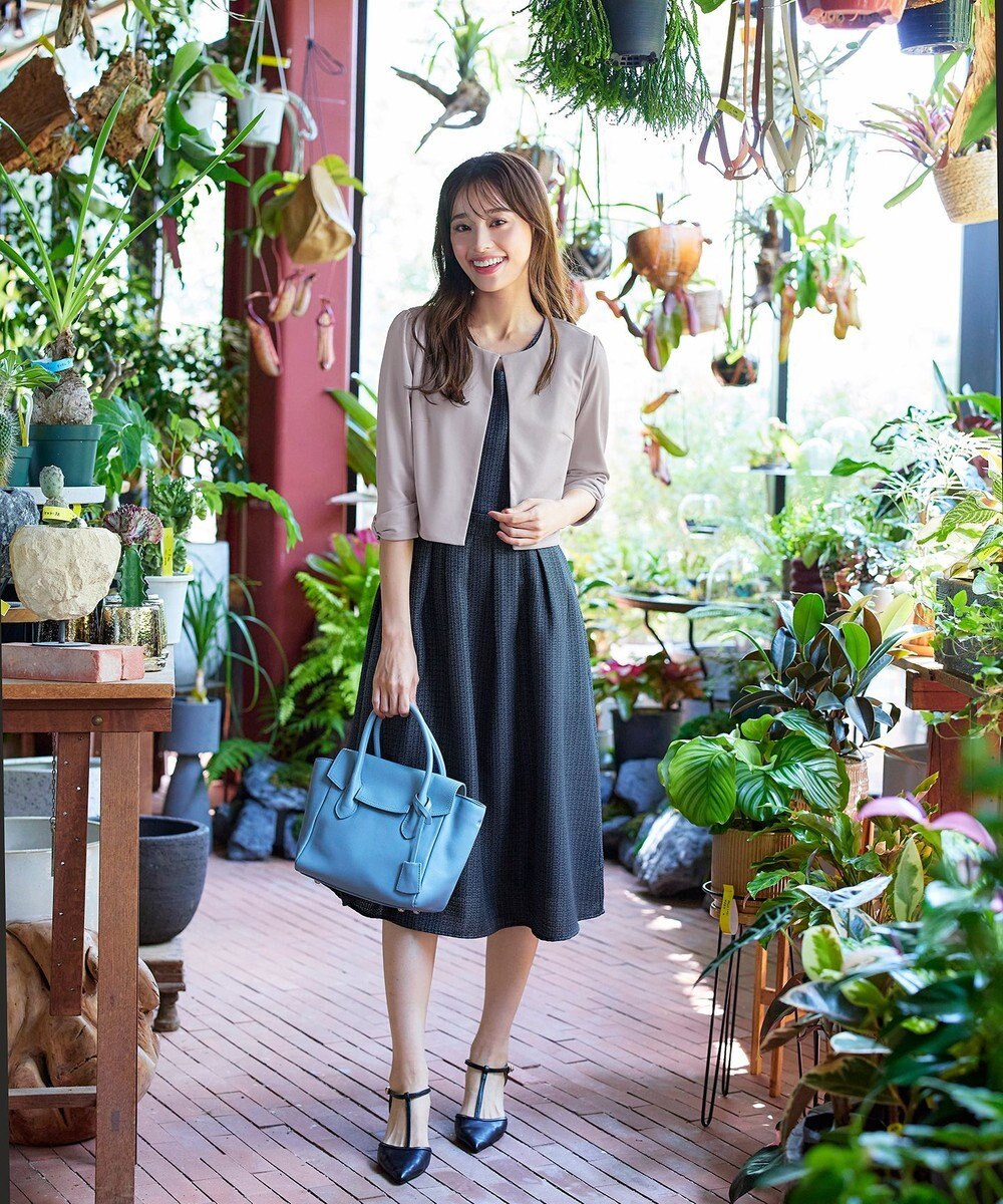 Tiaclasse 【洗える】ツイードタックワンピース 