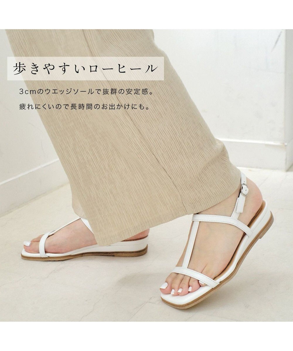 Pointer 日本製 本革ゴム仕様ストラップスクエアトゥサンダル 