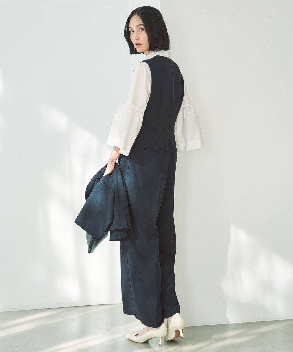 UNFILO コットンブロード フリルネックシャツ 