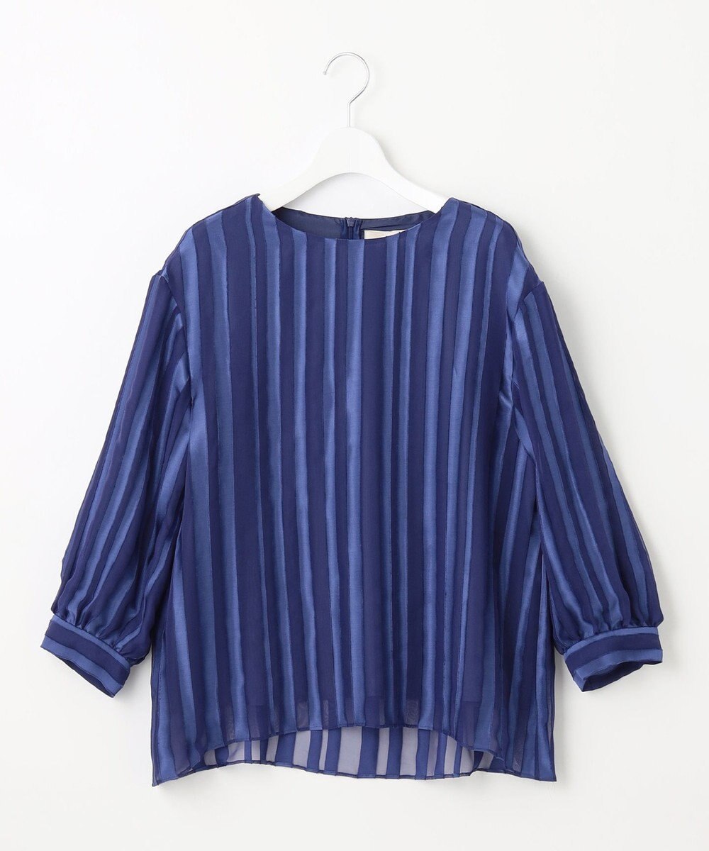 自由区 【XSサイズ～/洗える/セット可】オパールストライプ ブラウス 