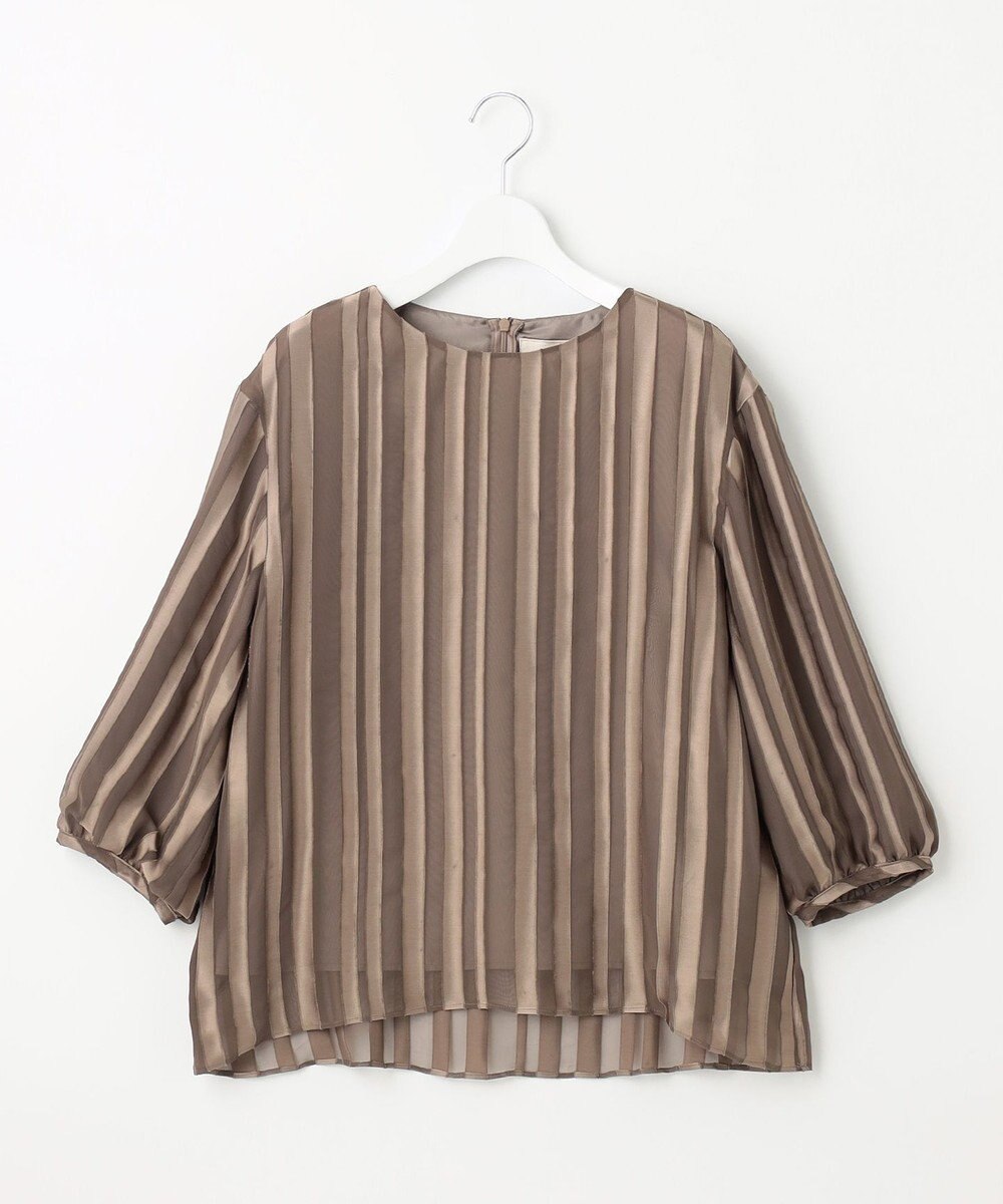 自由区 【XSサイズ～/洗える/セット可】オパールストライプ ブラウス 
