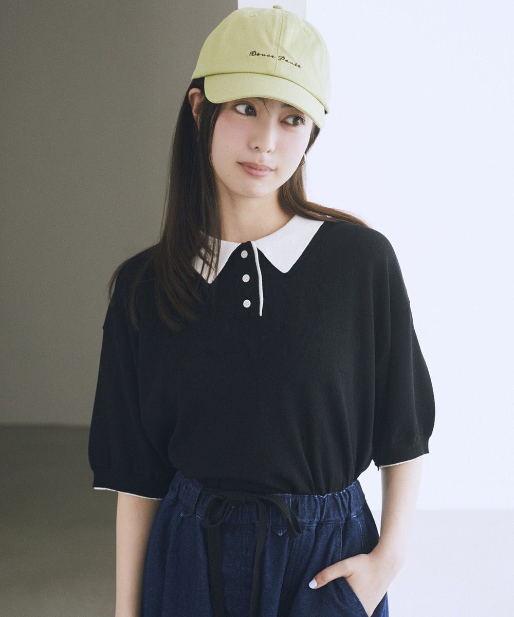 earth music&ecology バイカラーポロニット 