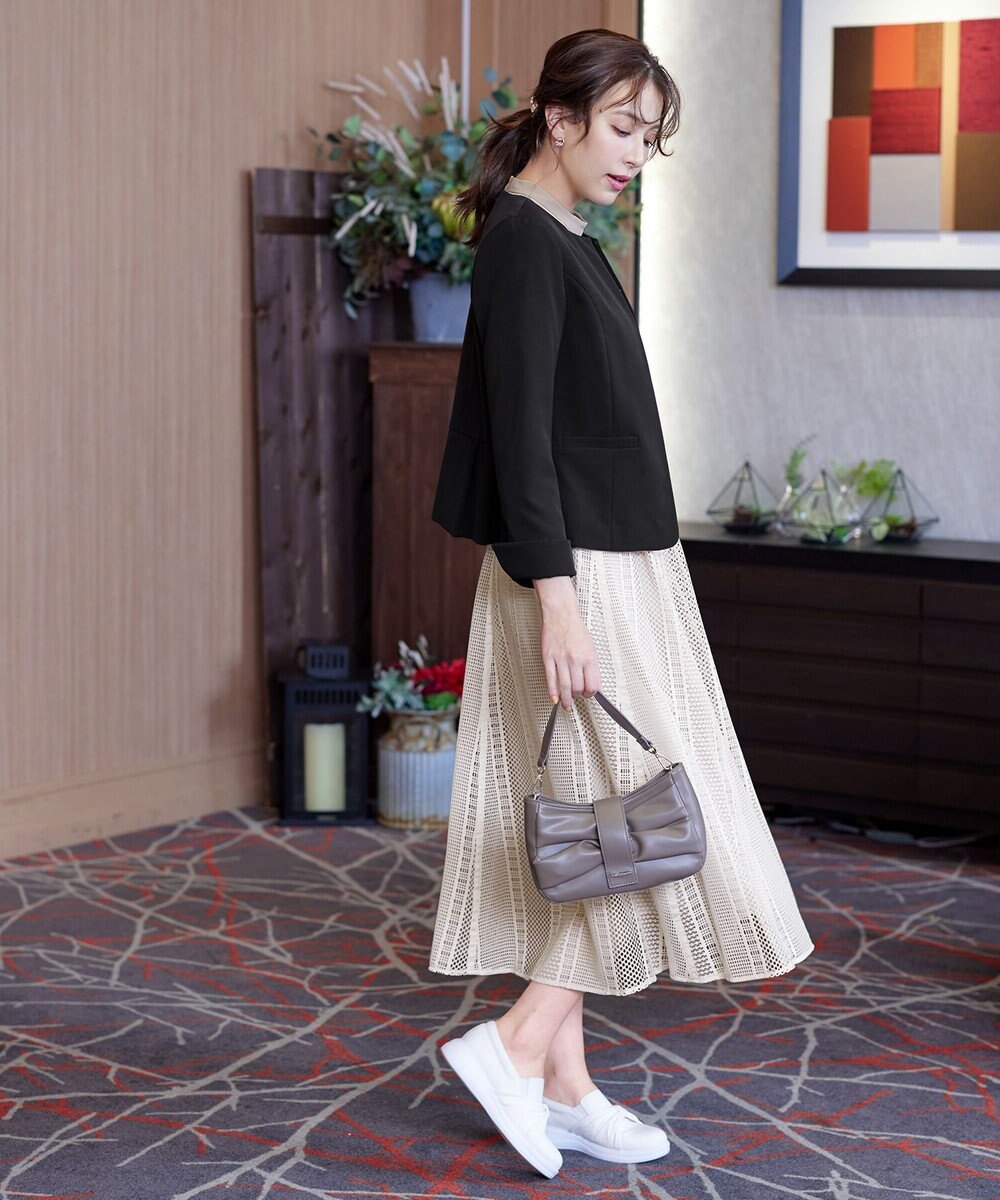 Tiaclasse L 【ダブルクロス・洗える】ノーカラージャケット 