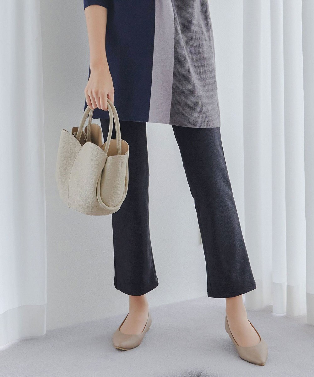 Tiaclasse L 【日本製】メランジプリント裏起毛スリムパンツ 