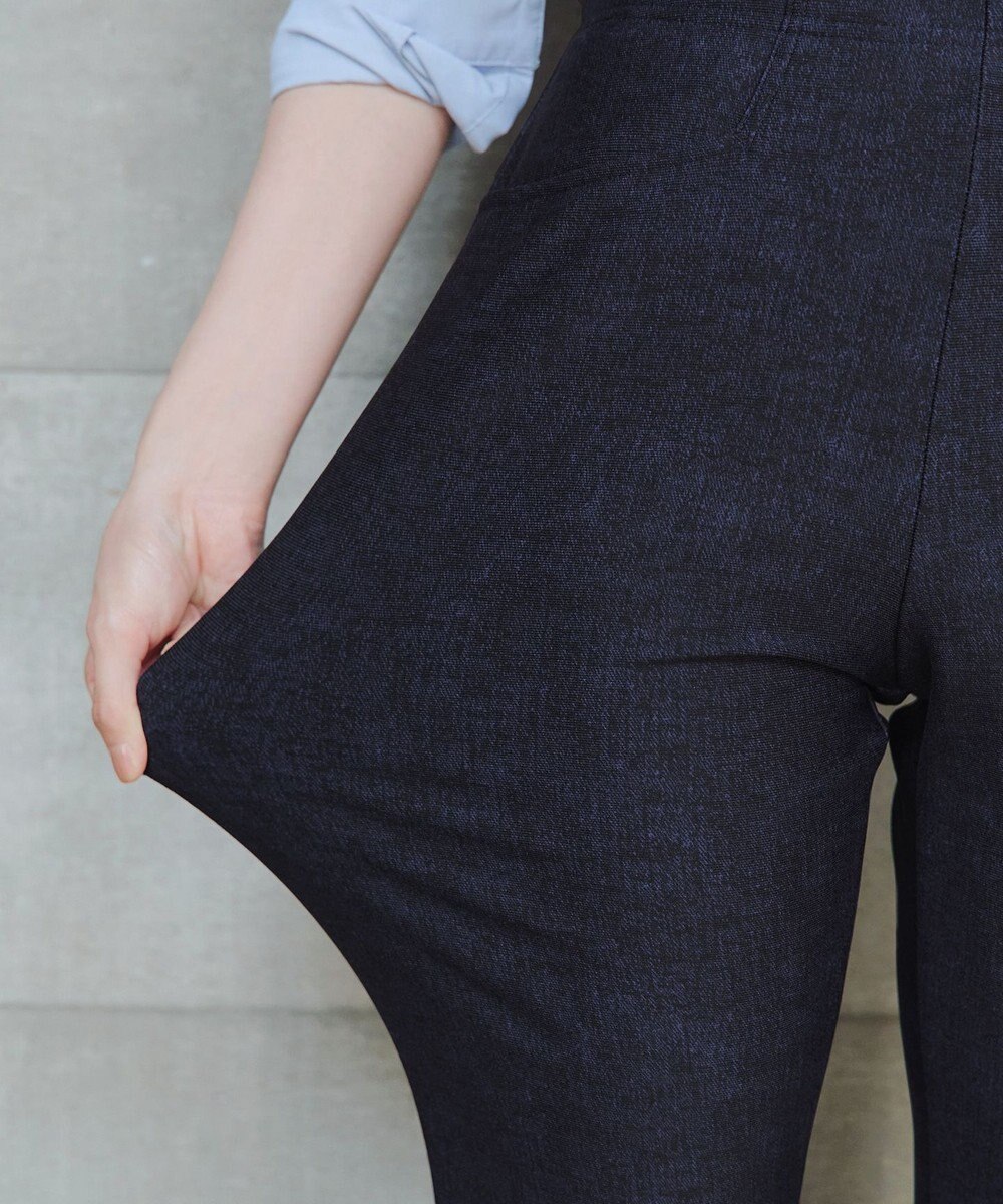 Tiaclasse L 【日本製】メランジプリント裏起毛スリムパンツ 