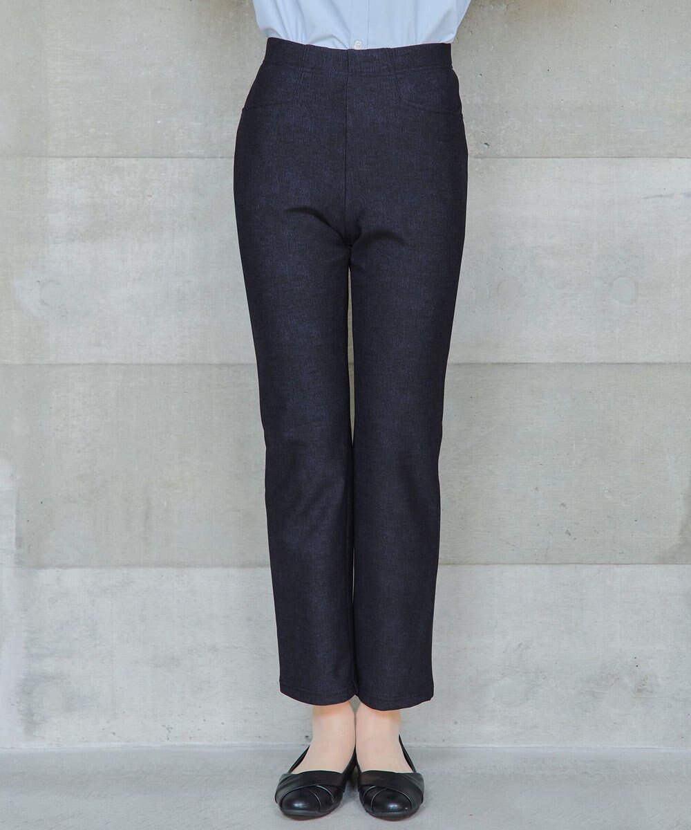 Tiaclasse L 【日本製】メランジプリント裏起毛スリムパンツ 