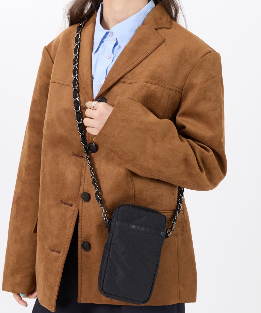 LeSportsac CHAIN MINI PHONE CRSBDY/オニキスチェーンキルト 