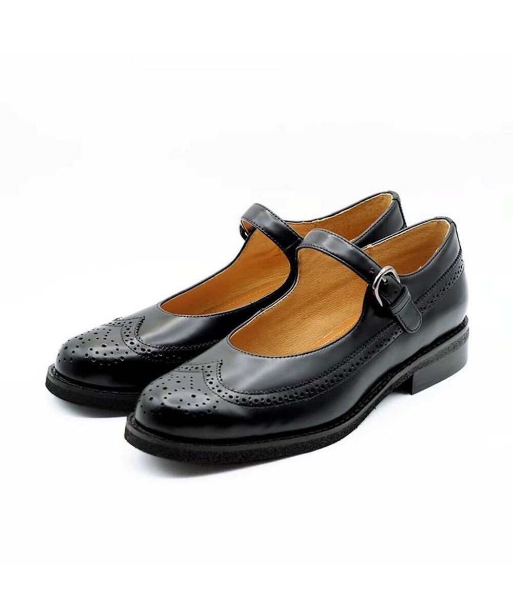 APOM 本革メリージェーンブローグシューズ 30 