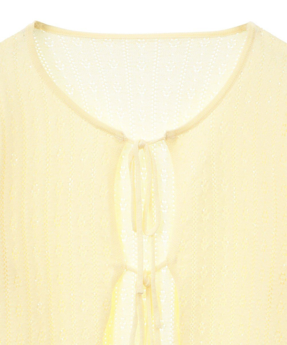 earth music&ecology 透かし編みフロントリボンカーディガン 