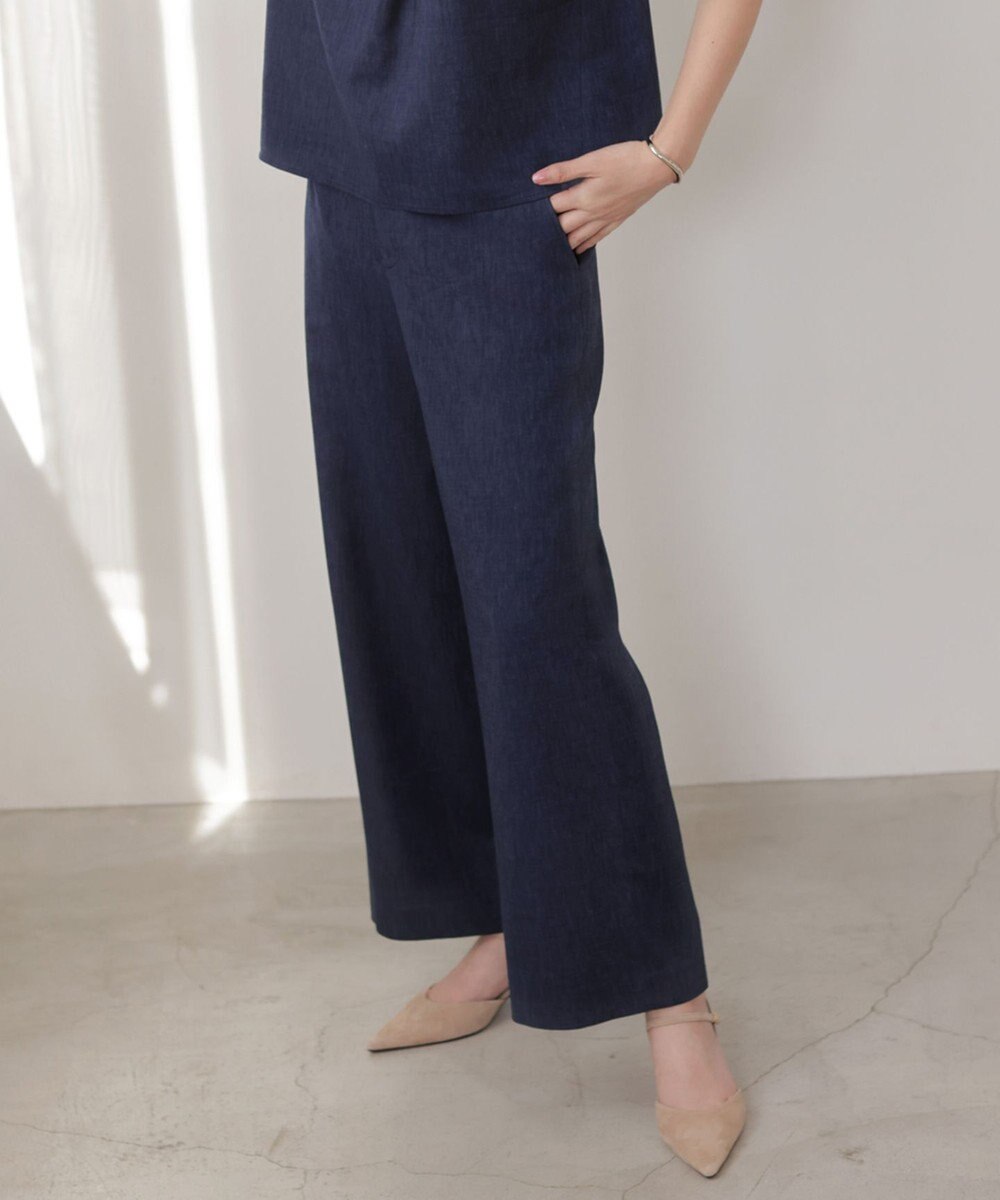 J.PRESS LADIES S リネンバイオシャンブレー ワイド パンツ 