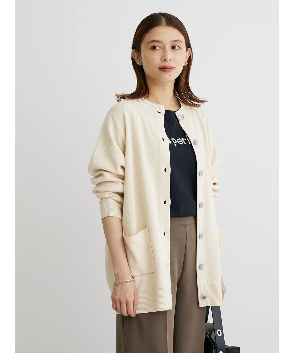 Green Parks ミドル丈モックネックカーディガン 