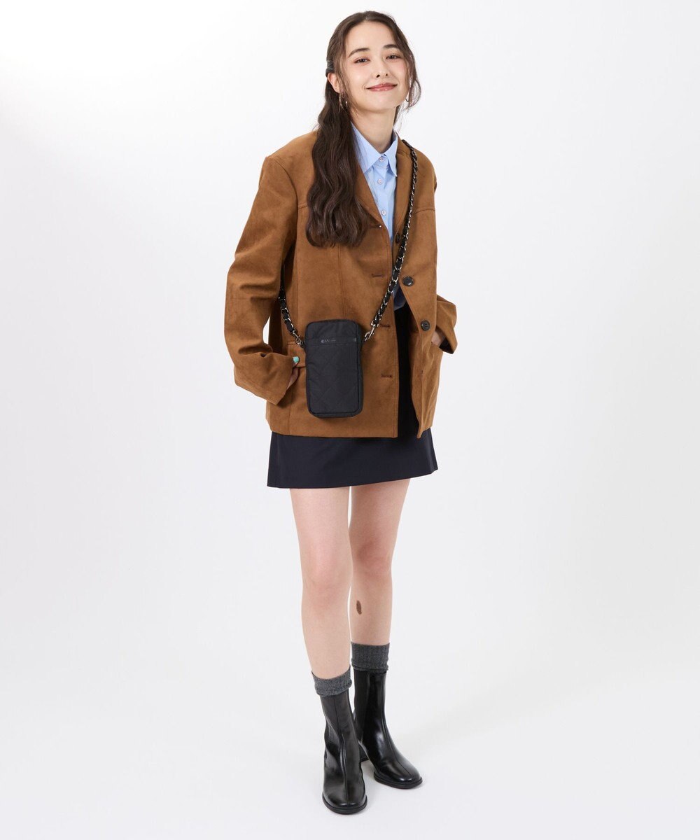 LeSportsac CHAIN MINI PHONE CRSBDY/オニキスチェーンキルト 