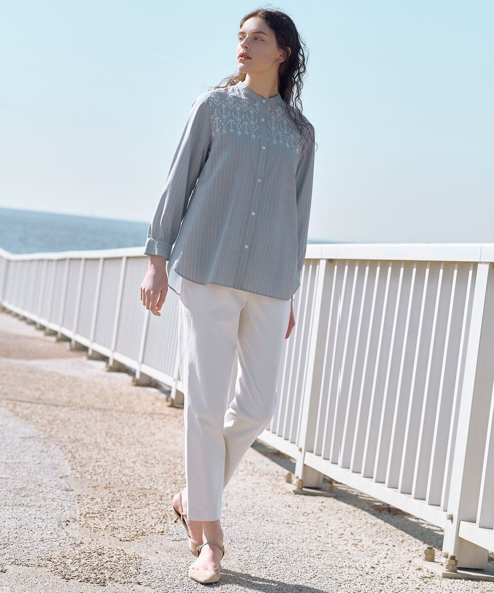 J.PRESS LADIES S 麻シェルドライ テーパード パンツ 