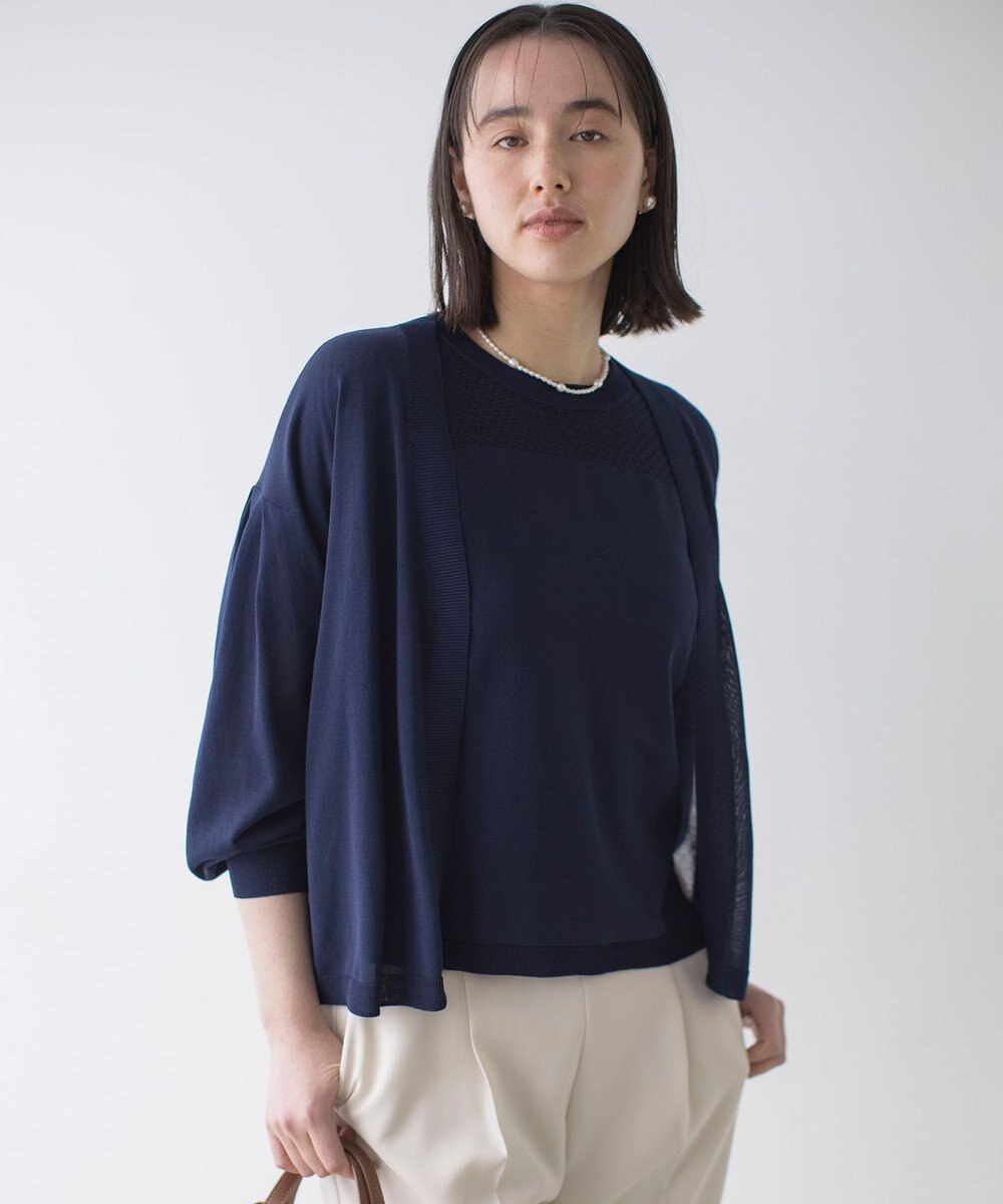 組曲 【WEB限定】メッシュ切り替えドルマン ニット 