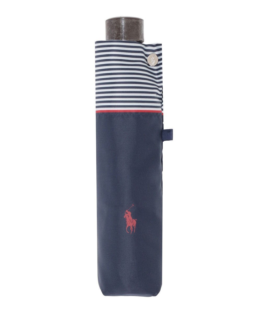 MOONBAT 【WEB限定】POLO RALPH LAUREN)（ポロ ラルフローレン）ワンポイントポロポニー×裾ボーダー 折りたたみ傘 