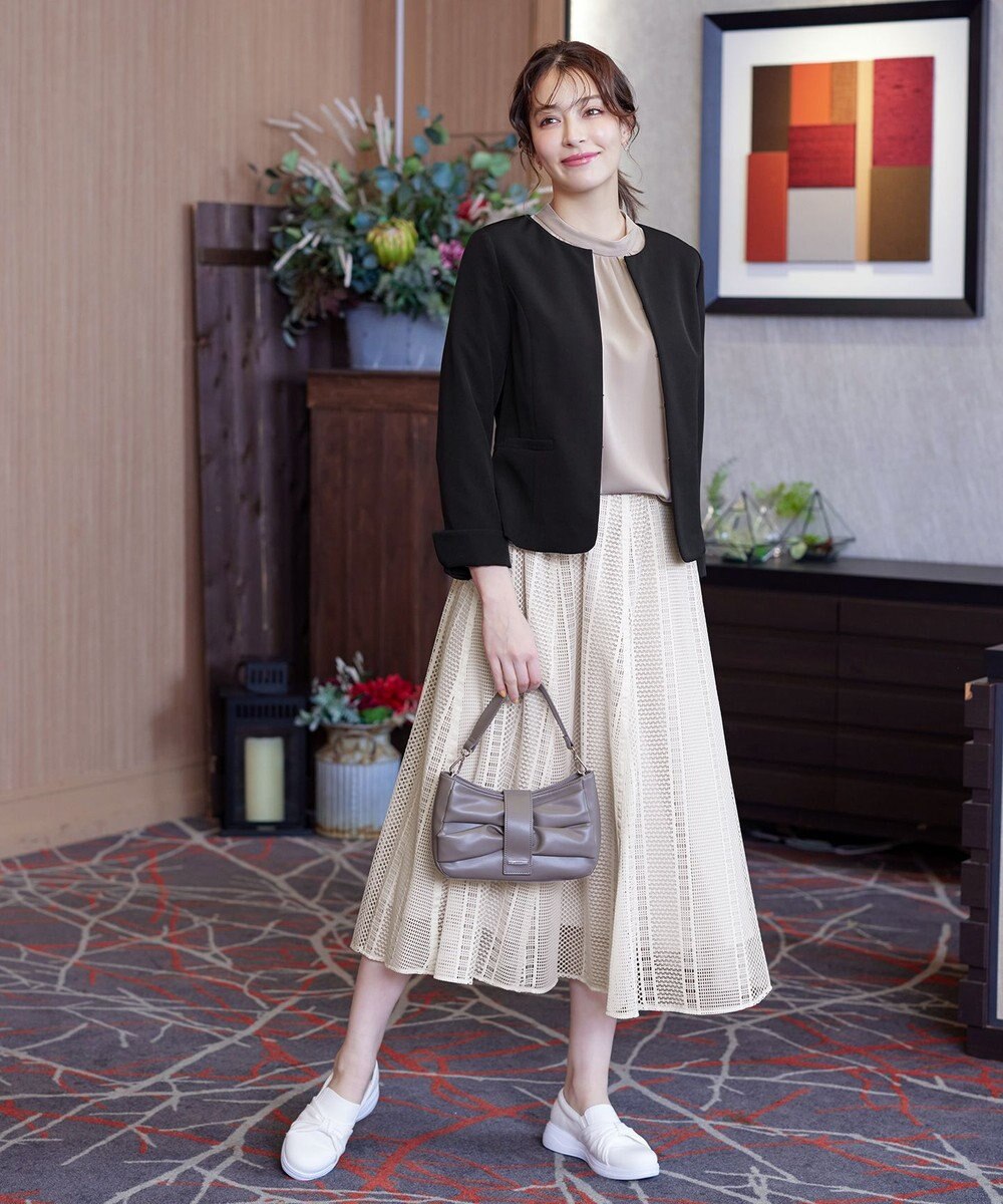 Tiaclasse L 【ダブルクロス・洗える】ノーカラージャケット 