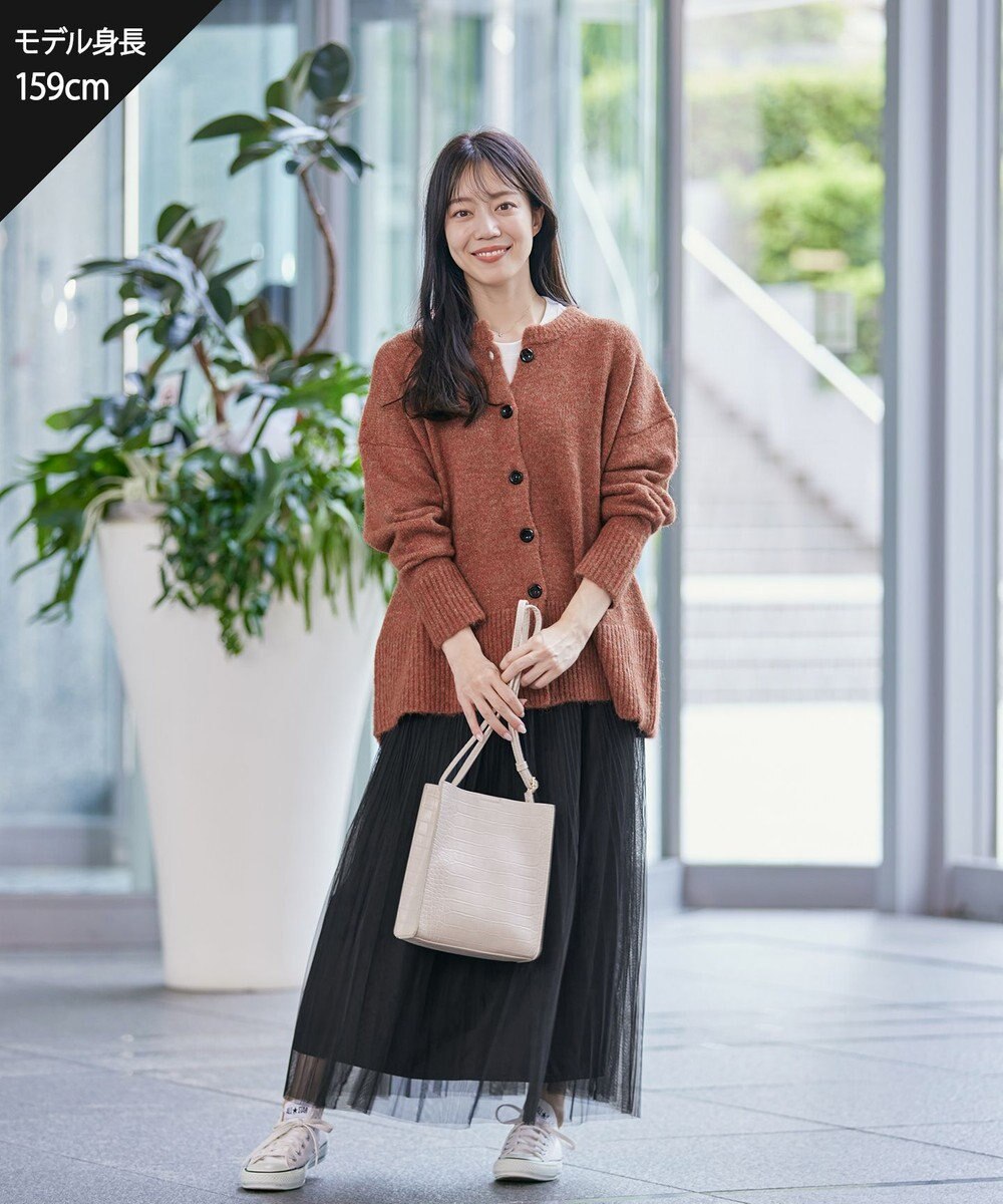 Tiaclasse 【洗える】クルーネックメランジカーディガン 