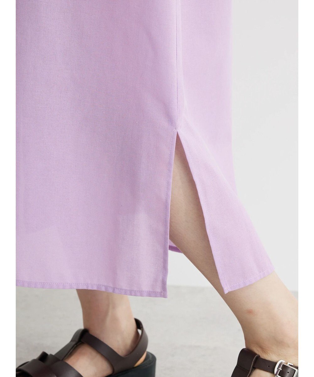 Green Parks 綿麻混バンドカラーシャツワンピース 