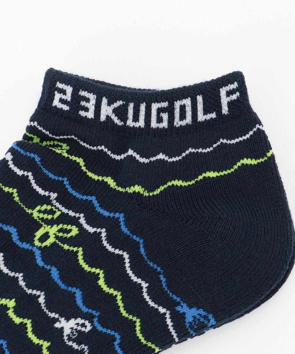 23区GOLF 【MEN】WAVEロゴボーダー アンクルソックス 