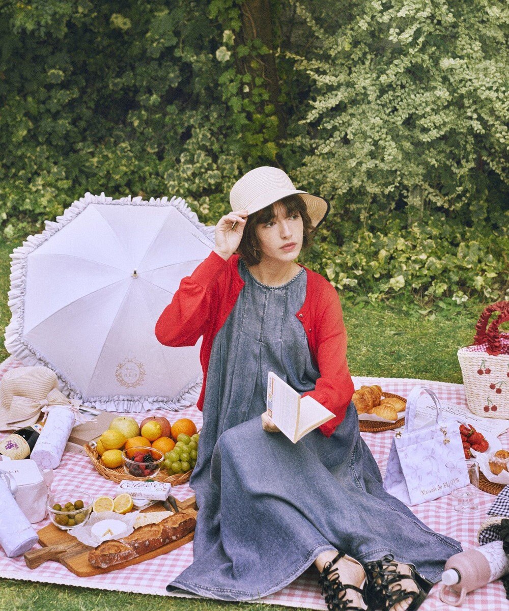 Maison de FLEUR 【手洗い可能】リボンスリットパイピングハット 