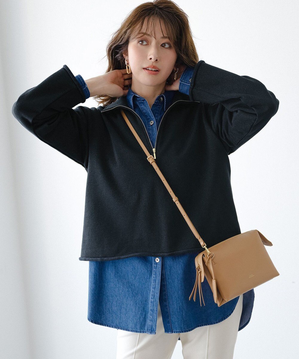 23区 L 【Oggi掲載】シャイニーコットンテリー ハーフジップ スウェット 