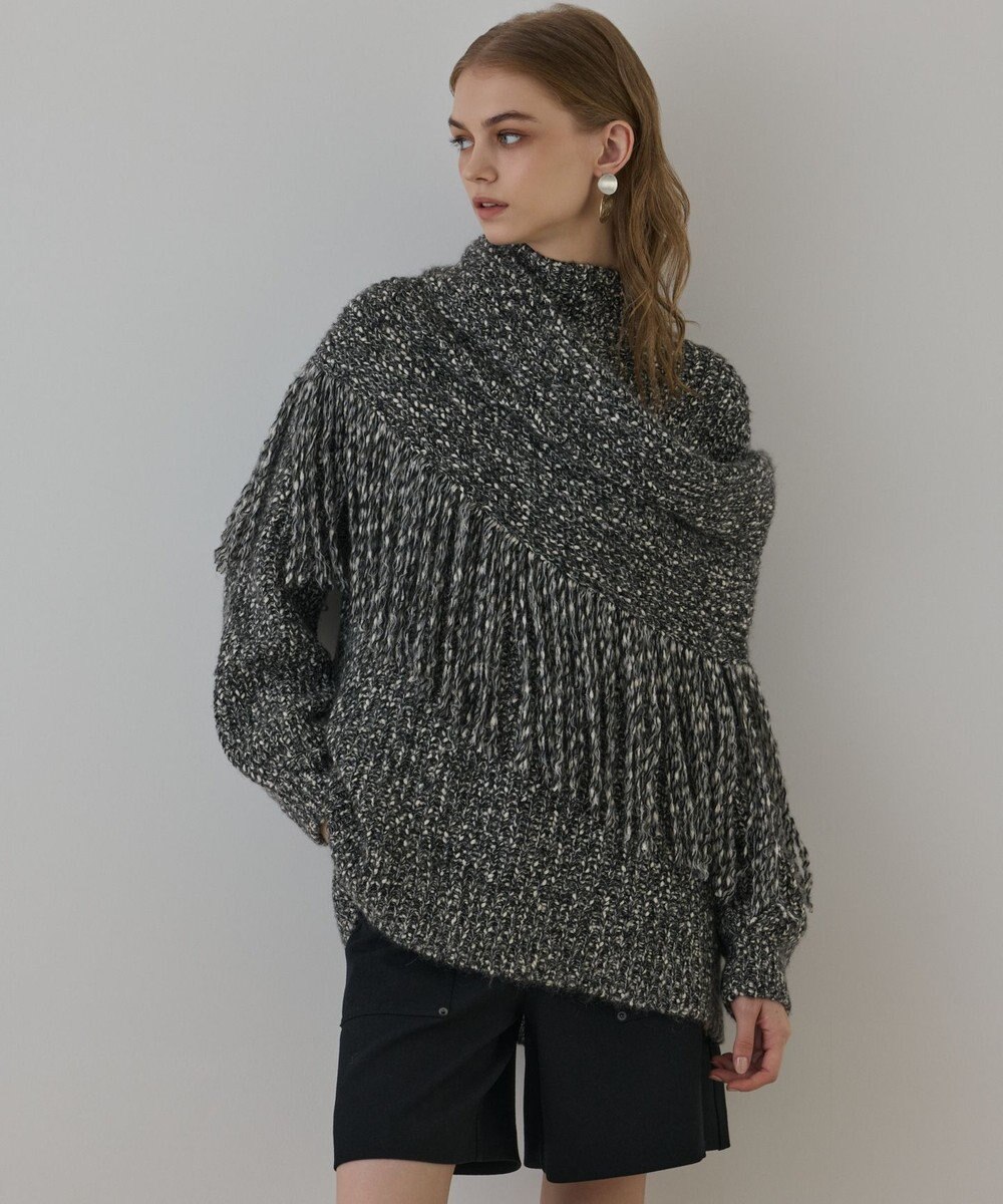 GRACE CONTINENTAL フリンジケープニットトップ 