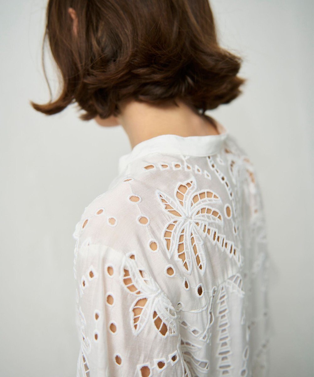 GRACE CONTINENTAL ヤシ柄カットワークワンピース 