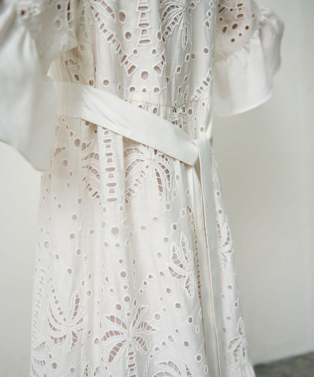 GRACE CONTINENTAL ヤシ柄カットワークワンピース 