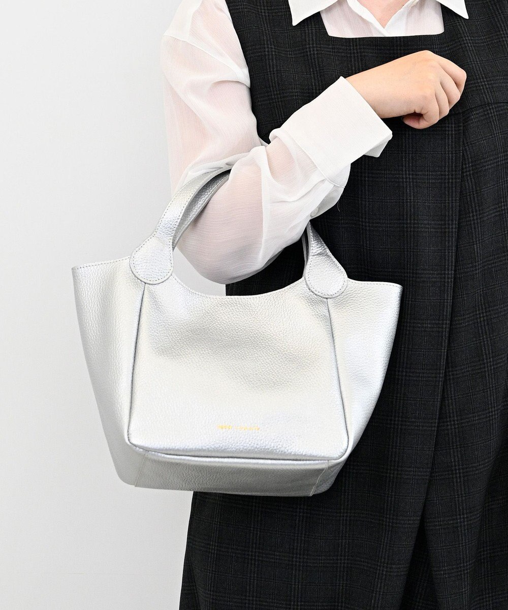 Hekhèr Le Style de Vie 新素材・新色【日本製/セレモニーにも】シュリンクレザー ハンドバッグ small シルバー 