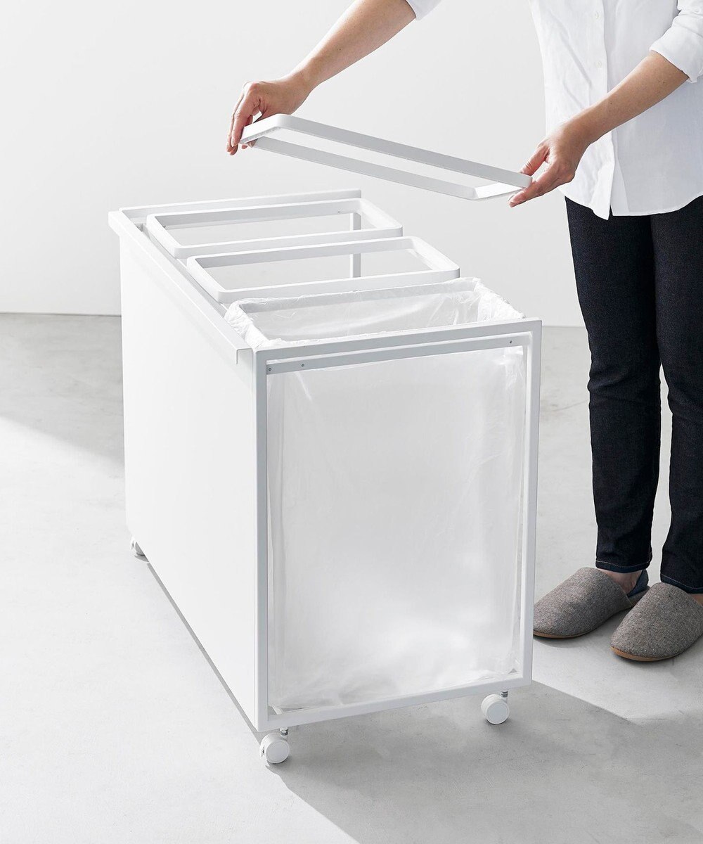 tower 目隠し分別ダストワゴン タワー 45L 3分別 ホワイト 