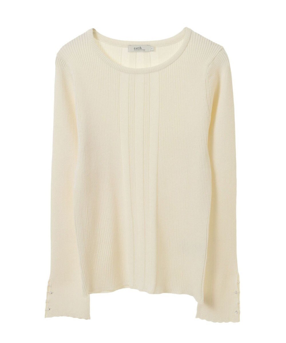 earth music&ecology パール＆ビジュースリーブプルオーバー 
