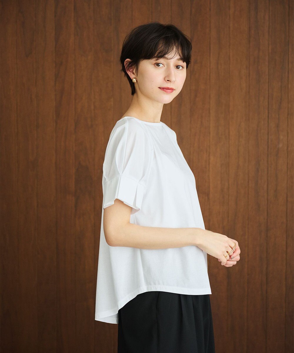 #Newans 【乾燥機可能/接触冷感】タックスリーブカットソー 