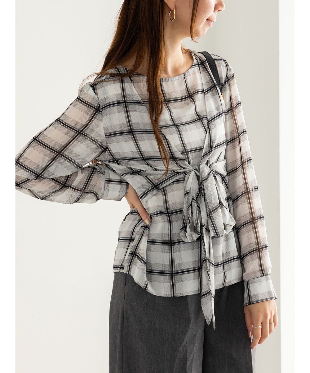 Te chichi ウエストリボンシアーチェックブラウス 
