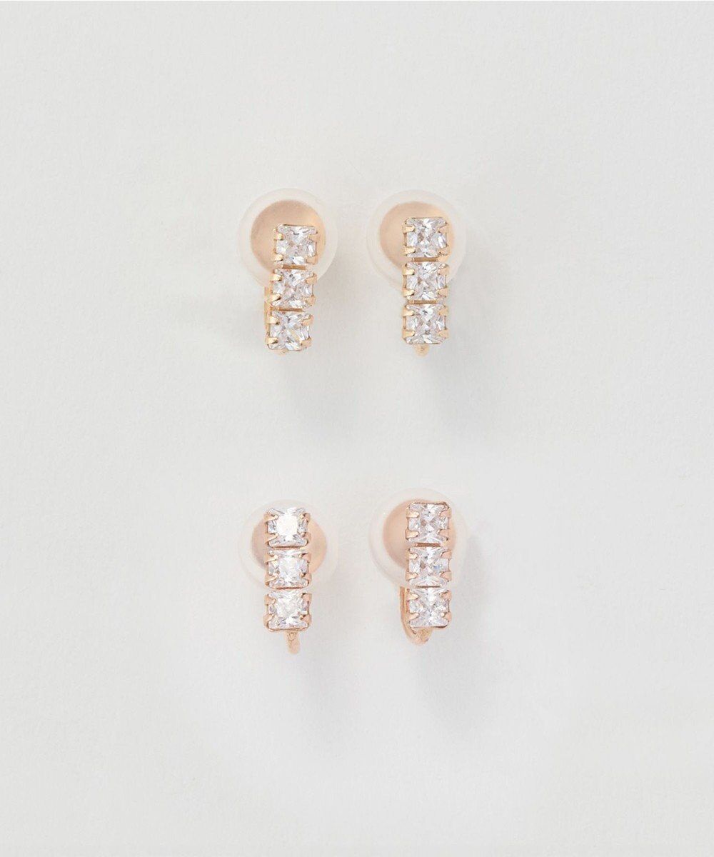 Phoebe 【K10】ストーンバーイヤリング　ローズゴールド 