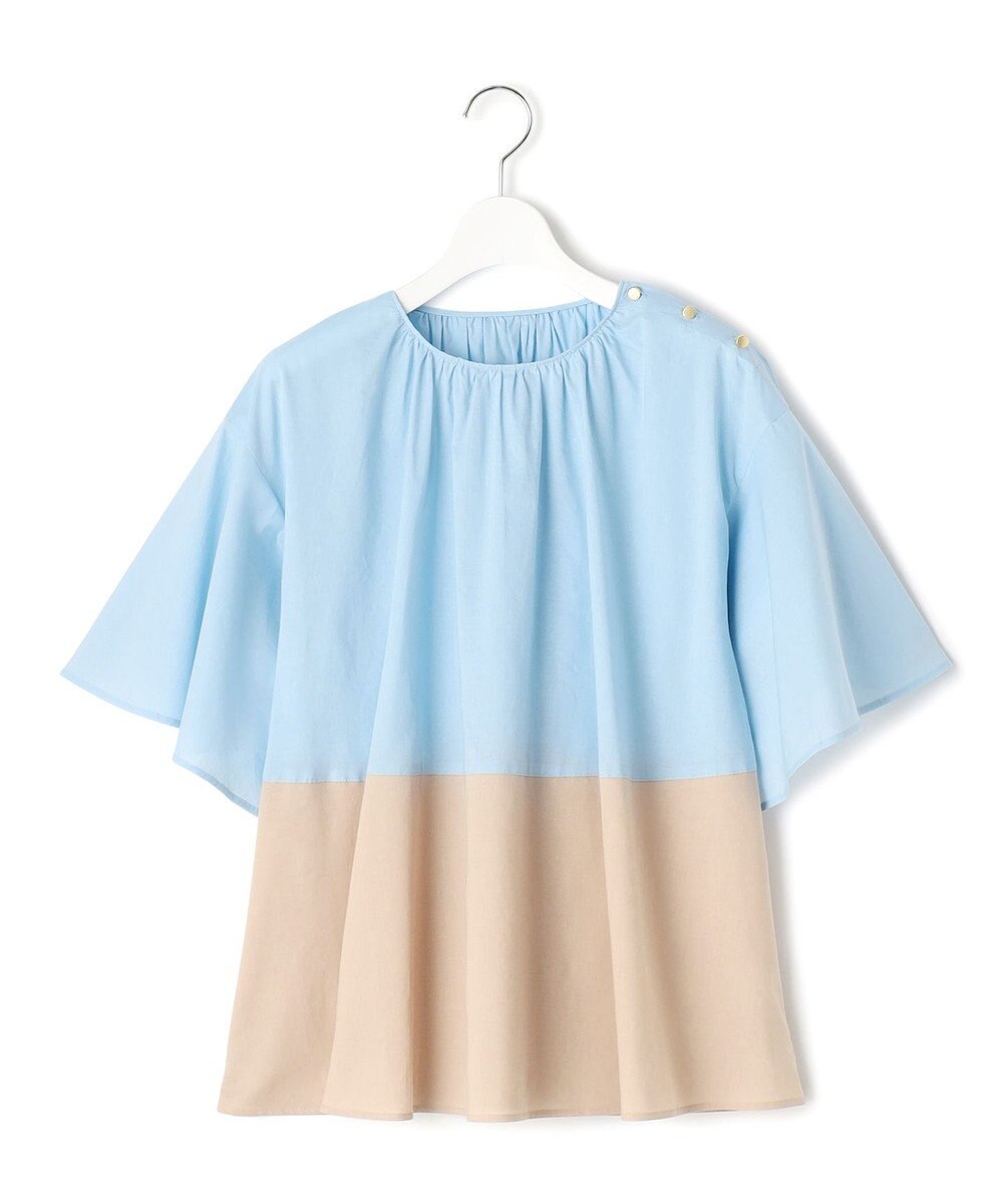 J.PRESS YORK STREET 【WOMEN】バイカラーギャザー ブラウス 