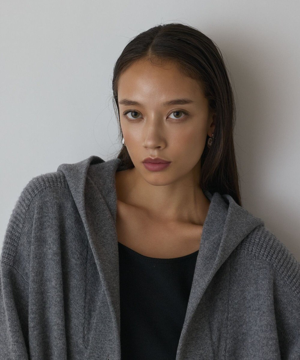 GRACE CONTINENTAL ウールフードニットカーディガン 