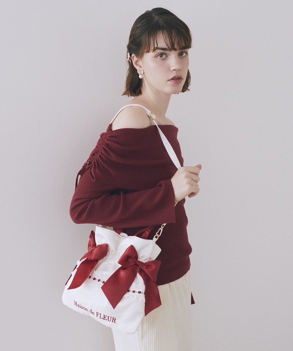 Maison de FLEUR ガトーフレーズダブルリボン2Wayトート 