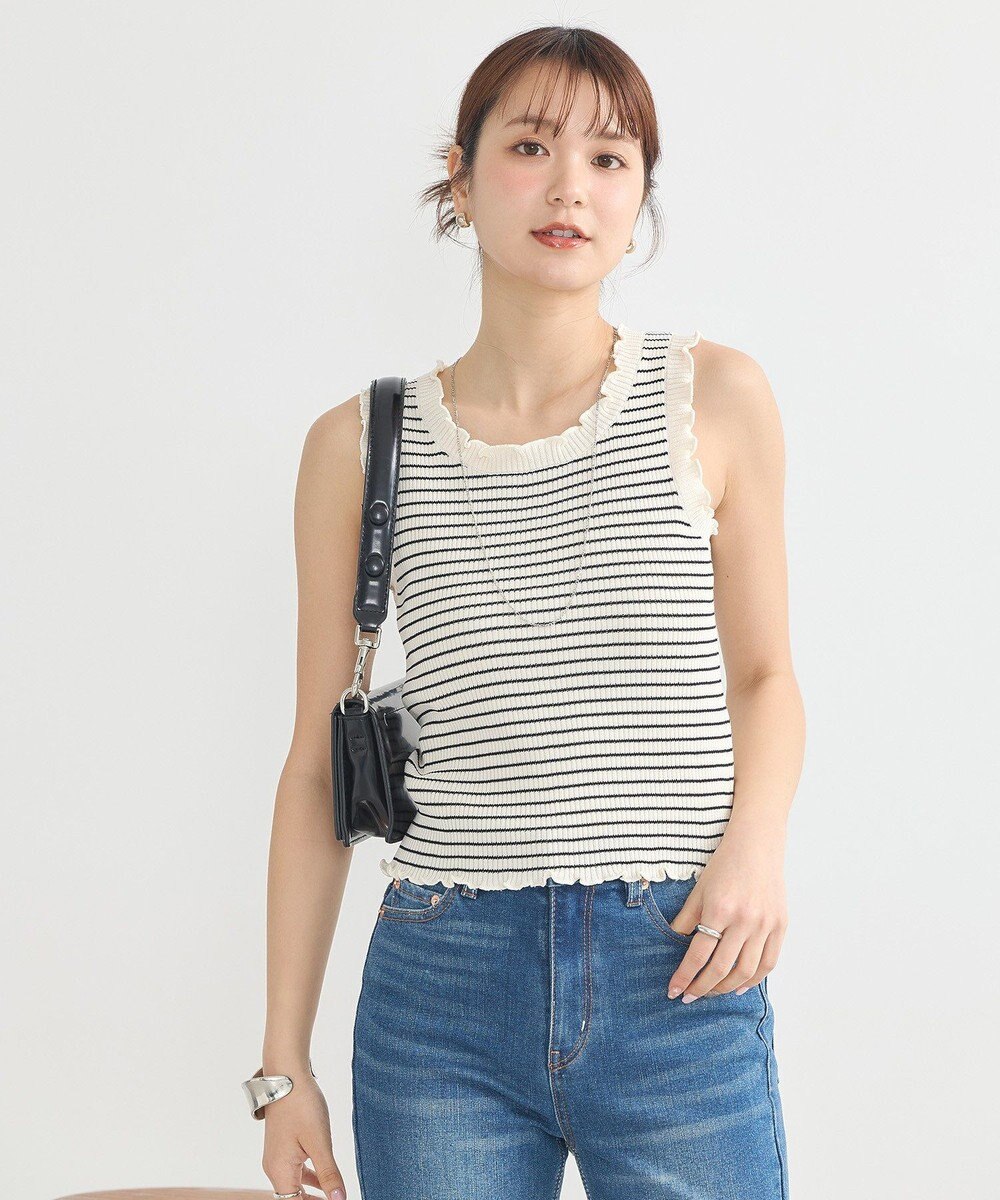 earth music&ecology フリルニットタンクトップ 