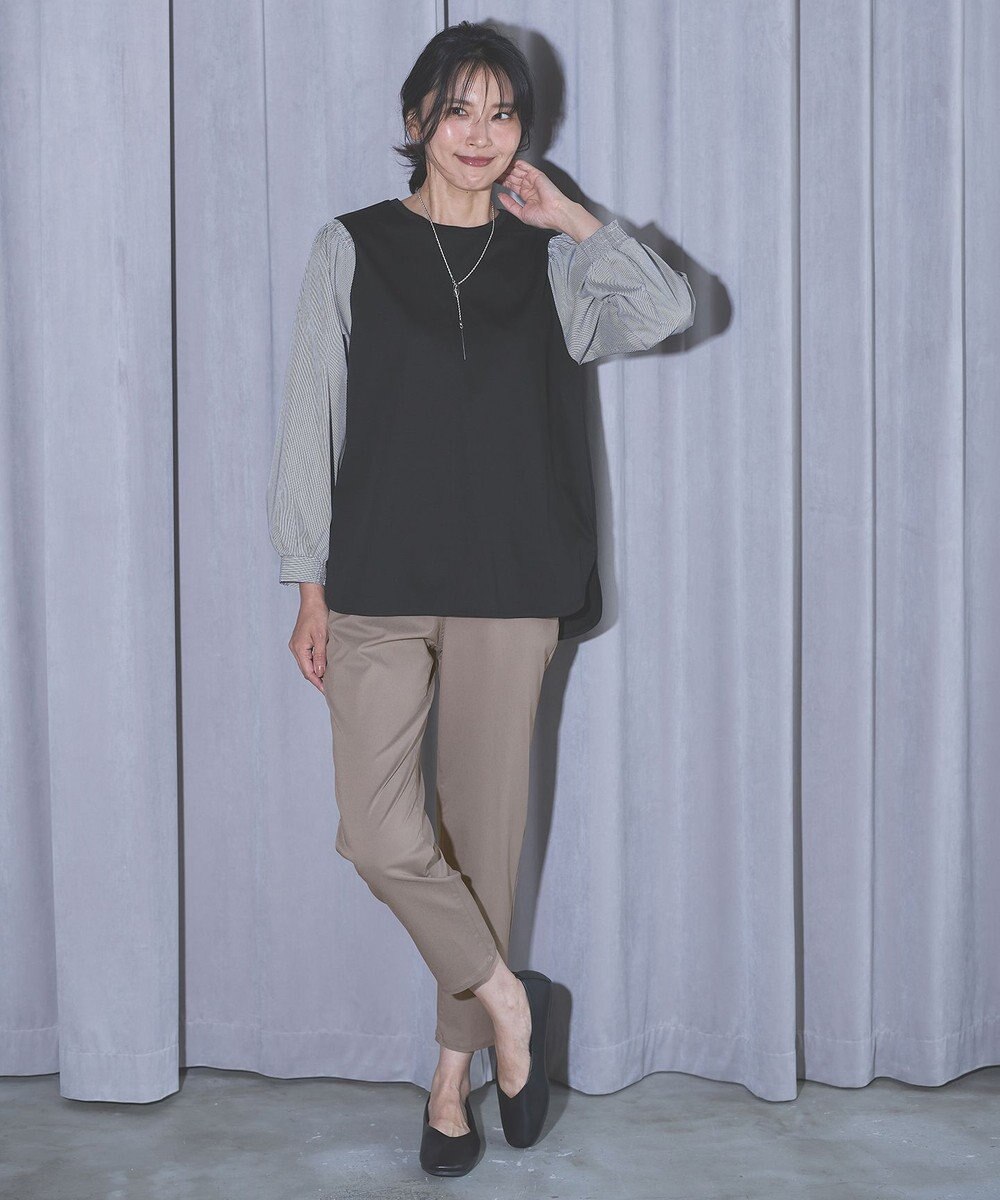 ANY L 【洗濯機可】着映えるシャーリングトップス 