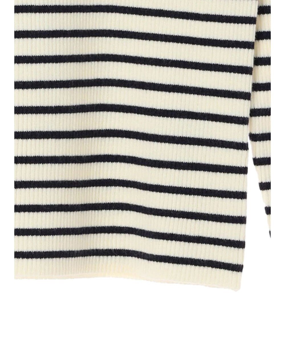 earth music&ecology ゴールド釦スリーブリブプルオーバー 