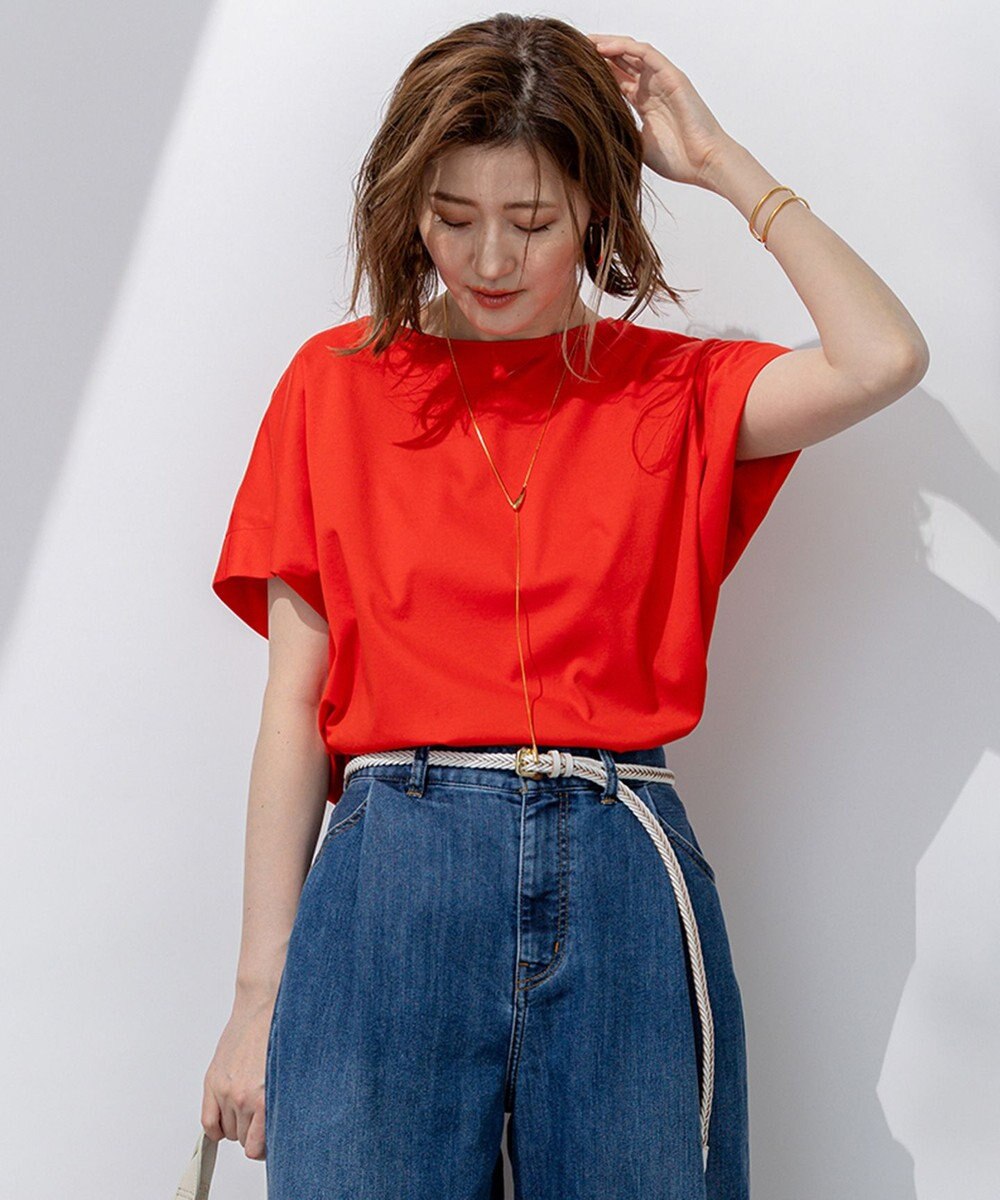 23区 【汗じみ防止/洗える】スムースデザイン フレンチスリーブ Tシャツ 