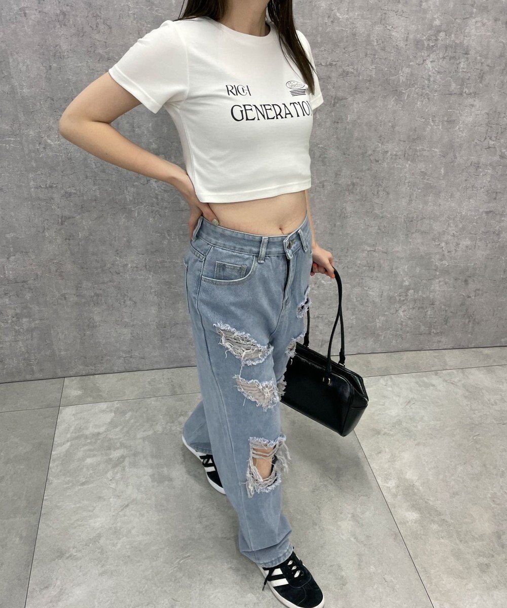 WEGO 【S～Lサイズ】ヘビークラッシュデニムパンツ 