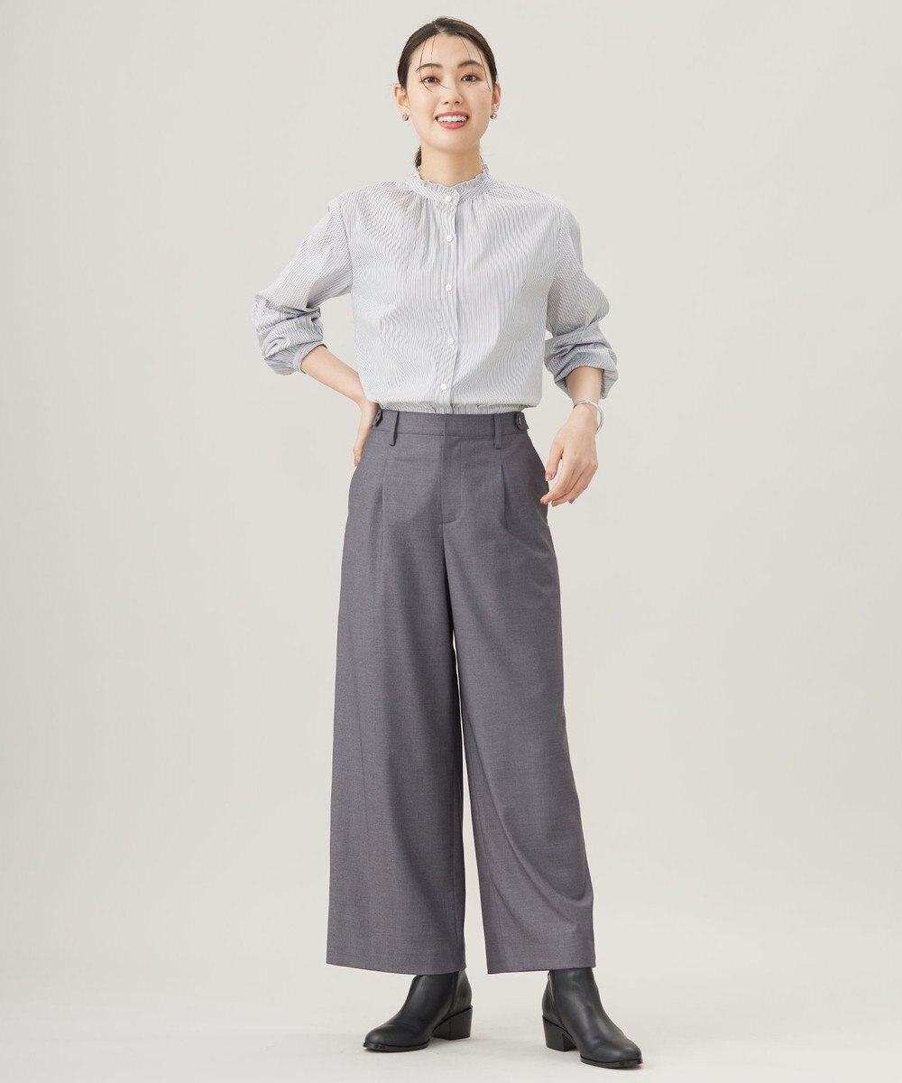 J.PRESS LADIES L 【洗える】T/Rウォッシャブルギャバ ワイド パンツ 