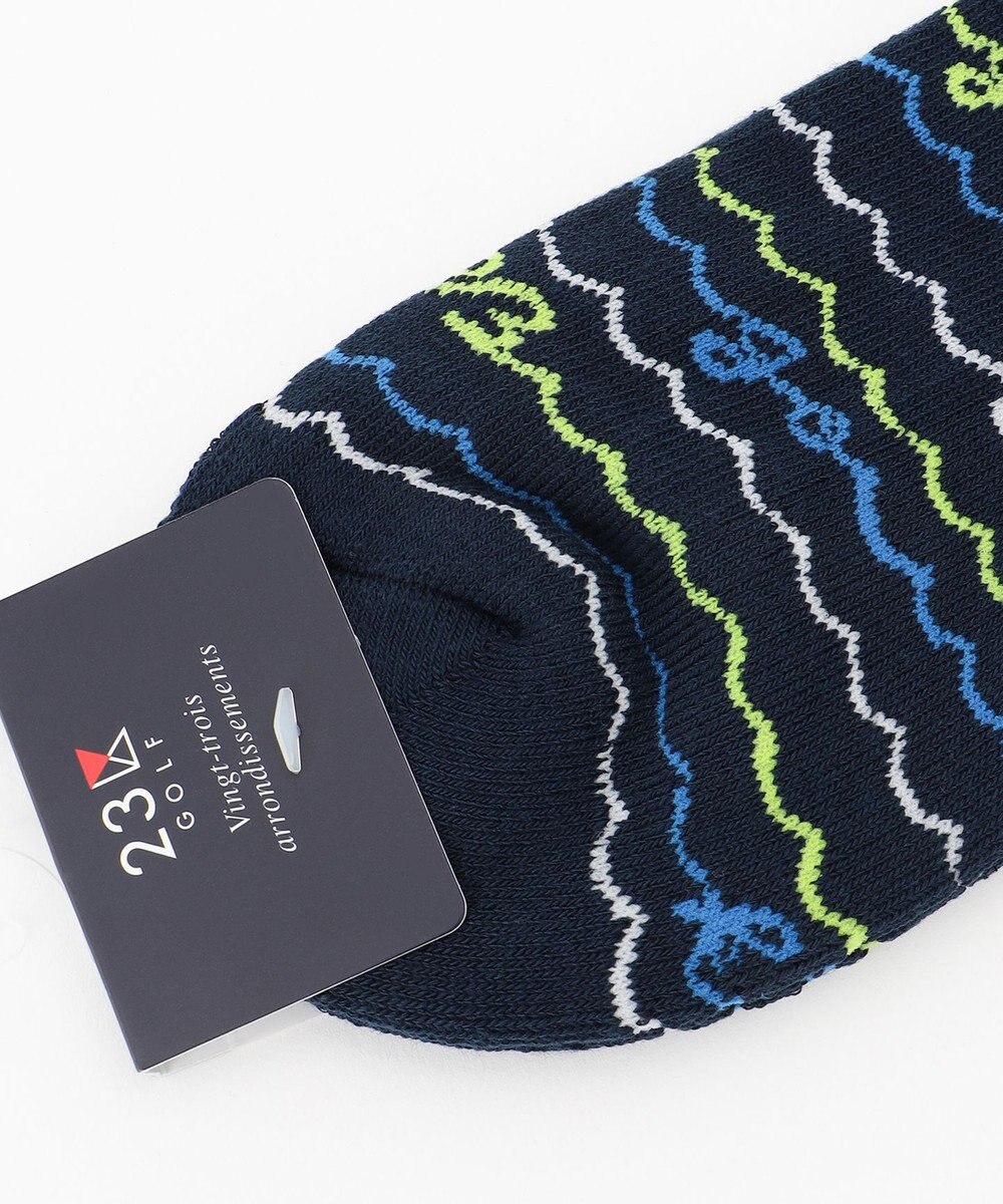 23区GOLF 【MEN】WAVEロゴボーダー アンクルソックス 